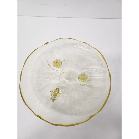 VTG Lancaster Landrum Pattern Yellow Depression Glass Cake Plate Footed Stand - Picture 2 of 10